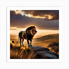 Lion At Sunset 6 Art Print