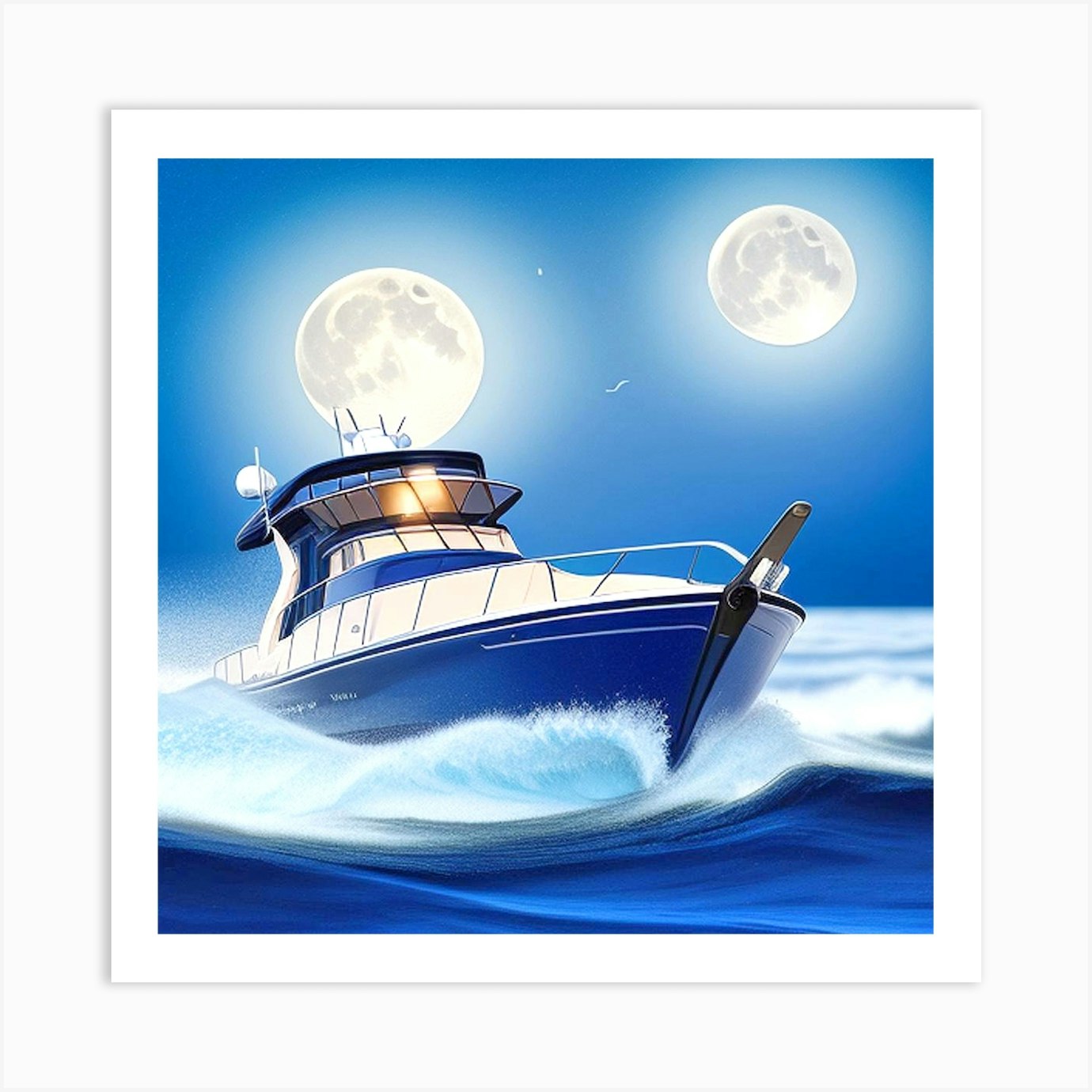 Fishing Boat On The Ocean Art Print by MdsArts - Fy