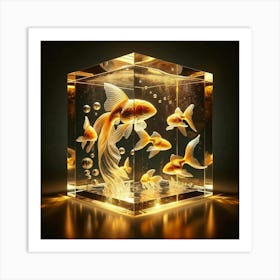 Goldfish In A Cube 2 Art Print