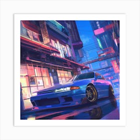 Blue CyberSky - Skyline GT-R Art Print