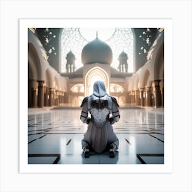 Muslim Woman Praying In A Mosque Art Print