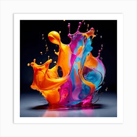 Fresh Colors Liquid 3d Design Spark Hot Palette Shapes Dynamism Vibrant Flowing Molten (11) Art Print