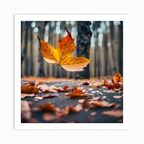 Autumn Leaf In The Forest Art Print