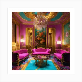 Futuristic Beautiful French Mansion Interior Sitti (6) Art Print