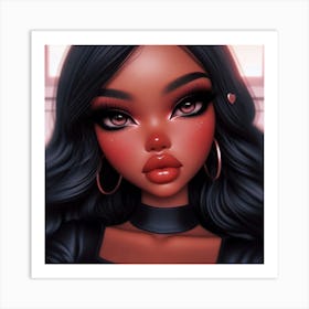 Black Girl With Black Hair Art Print