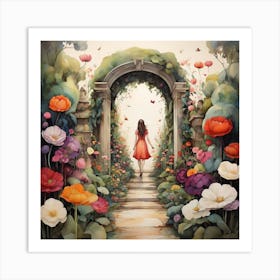 Girl In A Garden 2 Art Print