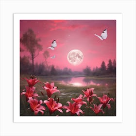 Pink Lilies Art Print