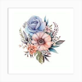 Watercolor Floral Bouquet 1 Art Print