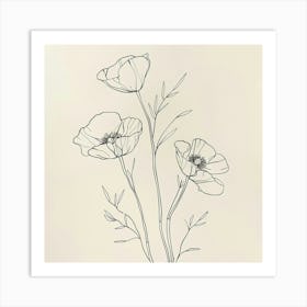 Line Drawing Of Flowers 8 Art Print