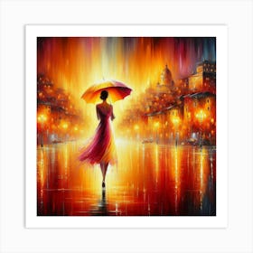 Woman under the rain 3 Art Print