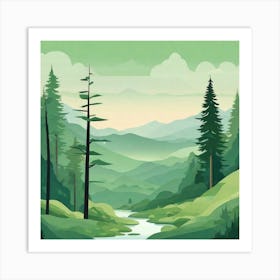 Misty mountains background in green tone 93 Art Print