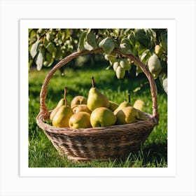 Pears In A Basket Art Print