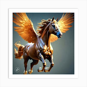 Abstract portraits of a horse with wings Art Print