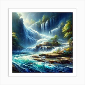 Waterfall Painting Art Print