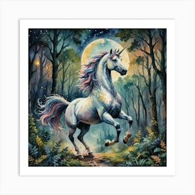 Unicorn In The Forest Art Print