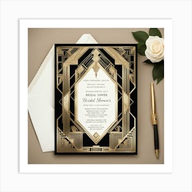 Deco Wedding Invitation Art Print