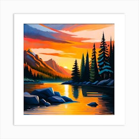 Sunset In The Mountains Art Print