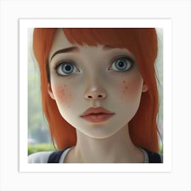 Portrait Of A Girl With Red Hair 1 Art Print