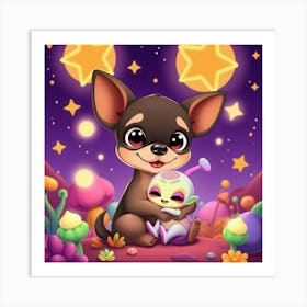 A Cute Alien Baby and A Chihuahua Art Print