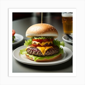 Hamburger And Beer 9 Art Print