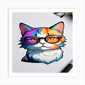 Cat With Glasses Art Print