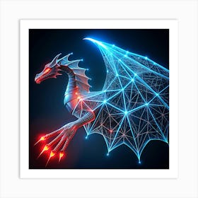 Abstract Dragon With Glowing Lines Art Print