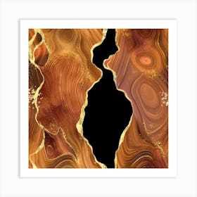 Orange Gold Glitter Agate Texture 04 1 Art Print