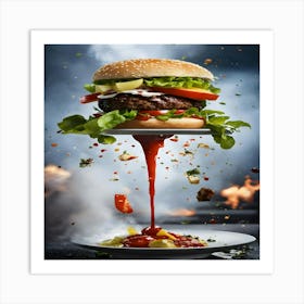 Burger Falling From Plate Art Print