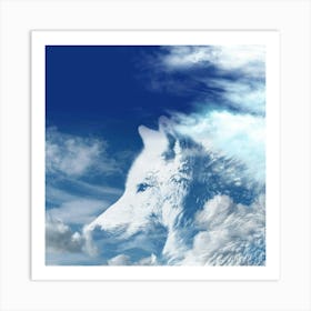 White Wolf In The Sky Art Print