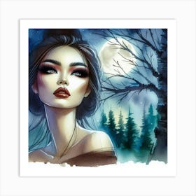 Asian Girl In The Forest Art Print