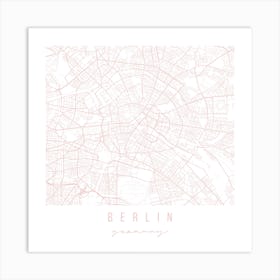 Berlin Germany Light Pink Minimal Street Map Square Art Print