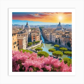 Sunset In Rome Art Print