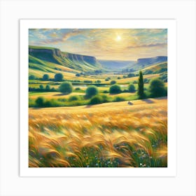 Sunset In The Wheat Field Art Print