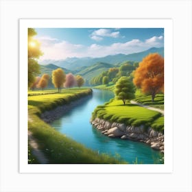 Landscape With A River 3 Art Print