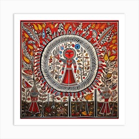 Sahitya Madhubani Painting Indian Traditional Style Art Print