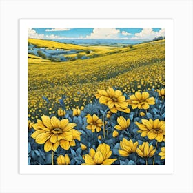 Yellow Daisy Field 1 Art Print