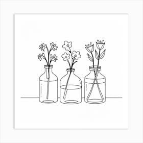 Flowers In Glass Jars Art Print