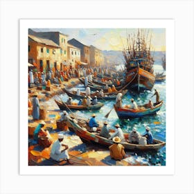 Fishing Boats In The Harbor 1 Art Print