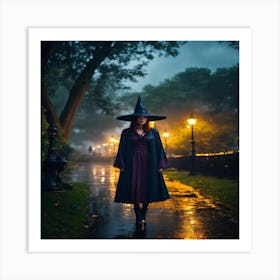 Witch In The Rain Art Print