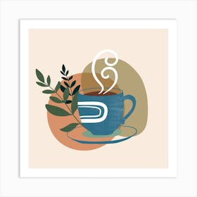 Coffee Cup With Leaves 6 Art Print