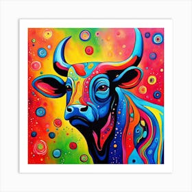 Colorful Bull Painting Art Print