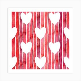 Hearts Hedge Pattern Pink Art Print