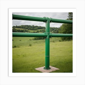 Green Pipe In Field Art Print