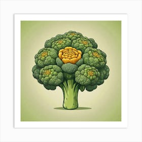 Illustration Of Broccoli 2 Art Print