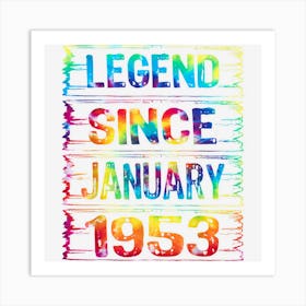 January 70 Years Old Since 1953 70th Birthday Gifts Tie Dye Art Print