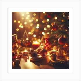 Christmas Lights And Decorations Art Print