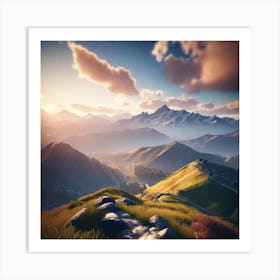 Sunset In The Mountains 39 Art Print