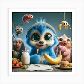 Family Of Cartoon Characters Art Print