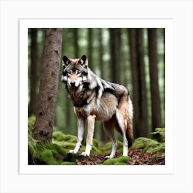 Wolf In The Forest 5 Art Print