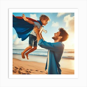 Father And Son On The Beach Art Print